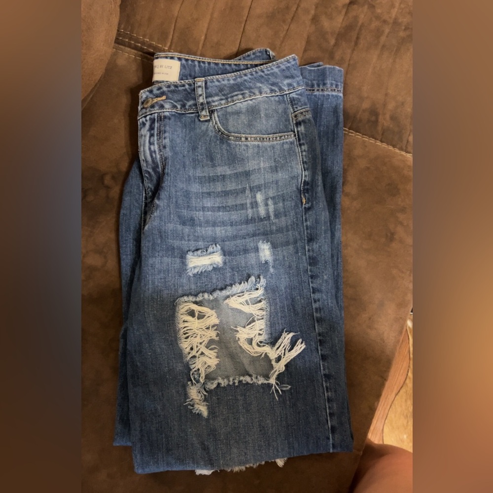 Distressed Blue Jeans